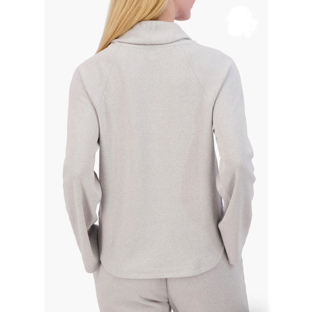 Lucky Brand Women’s Funnel Neck Long Sleeve Waffle Knit Top Heather Grey Small - Picture 4 of 12